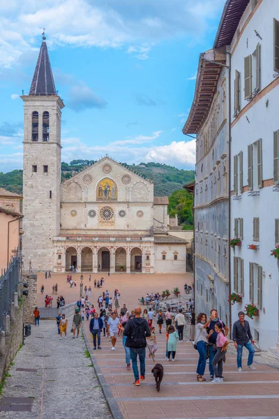 Spoleto Italia Octubre 2021 Escalera Que Conduce Catedral Centro Ciudad —  Fotos de Stock