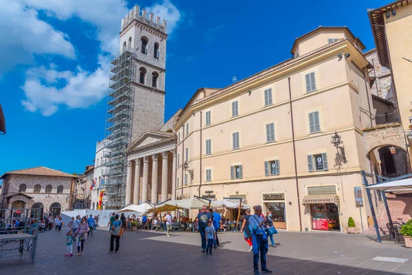 Assisi Italien Oktober 2021 Piazza Del Comune Centrala Italienska Staden — Stockfoto