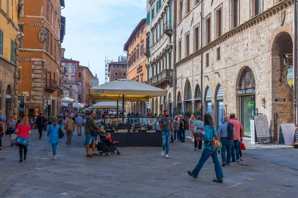 Perugia Italien Oktober 2021 Corso Pietro Vannucci Den Gamla Staden — Stockfoto