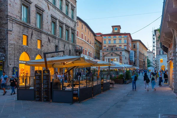 Perugia Italien Oktober 2021 Nattutsikt Över Corso Pietro Vannucci Den — Stockfoto