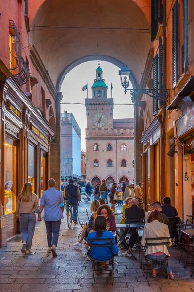 Bologna Italien September 2021 Nattliv Gamla Stan Bologna Italien — Stockfoto