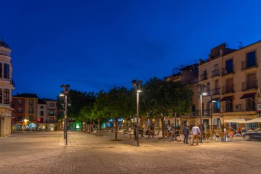 Plasencia, İspanya, 17 Mayıs 2021: Plasencia 'da Plaza Belediye Başkanı' nın günbatımı