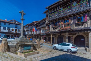 La Alberca, İspanya, 19 Mayıs 2021: İspanya 'nın La Alberca köyündeki Plaza Belediye Başkanı