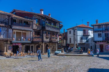 La Alberca, İspanya, 19 Mayıs 2021: İspanya 'nın La Alberca köyündeki Plaza Belediye Başkanı