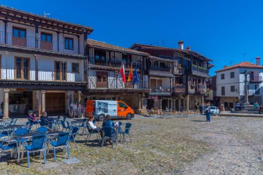 La Alberca, İspanya, 19 Mayıs 2021: İspanya 'nın La Alberca köyündeki Plaza Belediye Başkanı