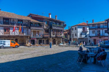 La Alberca, İspanya, 19 Mayıs 2021: İspanya 'nın La Alberca köyündeki Plaza Belediye Başkanı