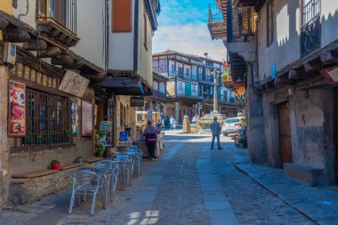 La Alberca, İspanya, 19 Mayıs 2021: İspanya 'nın La Alberca köyündeki Plaza Belediye Başkanı