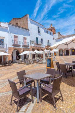 Zafra, İspanya, 20 Mayıs 2021: İspanyol şehri Zafra 'da Plaza Chica