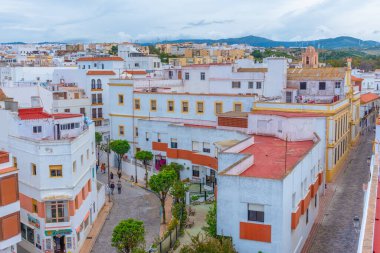 Tarifa, İspanya, 23 Mayıs 2021: İspanyol kenti Tarifa 'nın havadan görünüşü