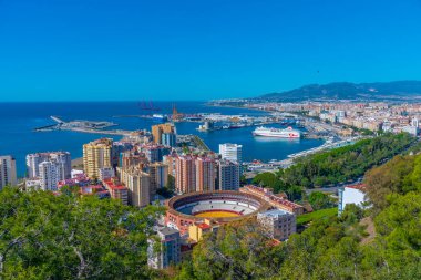 Malaga, İspanya, 24 Mayıs 2021: İspanya 'nın Malaga kentindeki Plaza de Toros binası