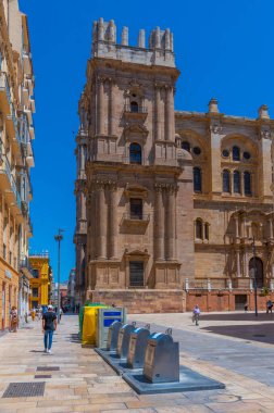 Malaga, İspanya, 24 Mayıs 2021: Malaga 'daki enkarnasyon katedrali.