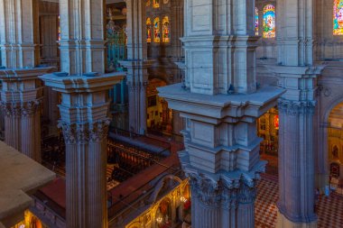 Malaga, İspanya, 24 Mayıs 2021: İspanya 'nın Malaga kentindeki katedralin içi