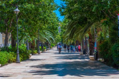 Malaga, İspanya, 24 Mayıs 2021: Malaga İspanya 'da Paseo del Parque