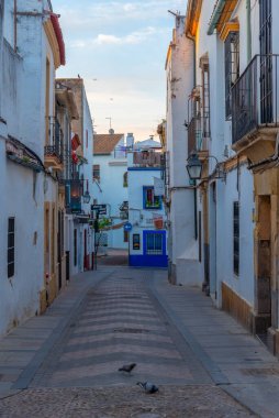 Cordoba, İspanya, 25 Mayıs 2021: İspanya 'nın eski Cordoba şehrinde beyazlatılmış cadde