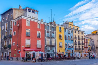 Cuenca, İspanya, 26 Mayıs 2021: İspanyol kenti Cuenca 'nın Plaza Belediye Başkanı