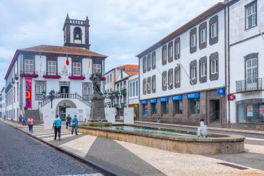 Ponta Delgada, Portekiz, 25 Haziran 2021: Sao Miguel, Portekiz 'in Ponta Delgada kentinde Camara Belediyesi.