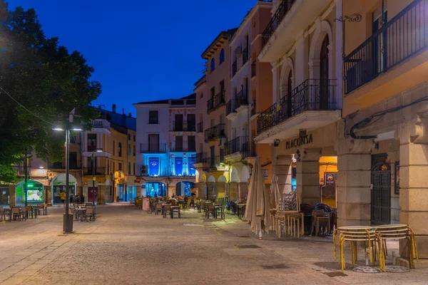 Plasencia, İspanya, 17 Mayıs 2021: Plasencia 'da Plaza Belediye Başkanı' nın günbatımı