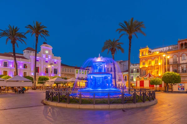 Merida Spanje Mei 2021 Zonsondergang Boven Het Stadhuis Gezien Plaza — Stockfoto