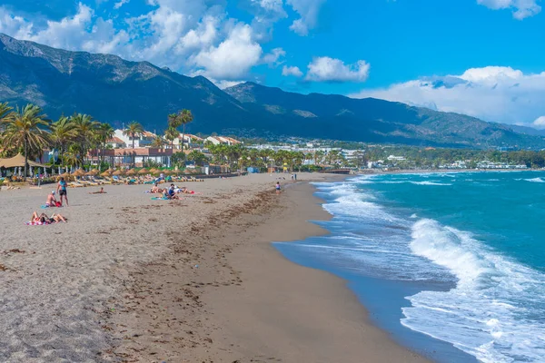 Marbella Španělsko Května 2021 Slunečný Den Pláži Puerto Banus Marbelle — Stock fotografie