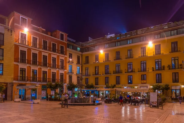 Málaga Espanha Maio 2021 Vista Noturna Praça Del Obispo Málaga — Fotografia de Stock