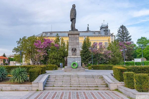 Silistra, Bulgaristan, 3 Mayıs 2021: Bulgar Silistra kasabasında doktor Petar Vichev 'in heykeli