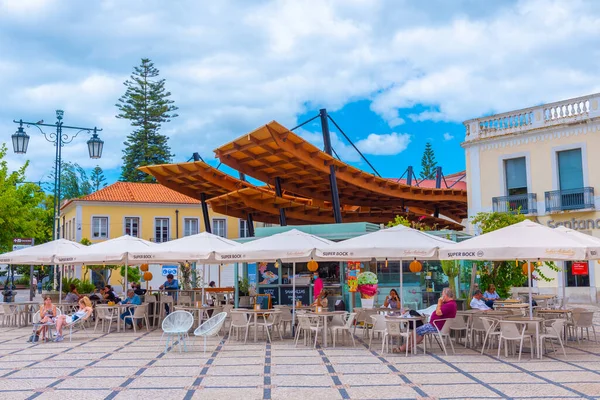 Setubal, Portekiz, 21 Haziran 2021: Portekiz 'in Setubal kentindeki eski kasabada Praca de Bocage Meydanı.