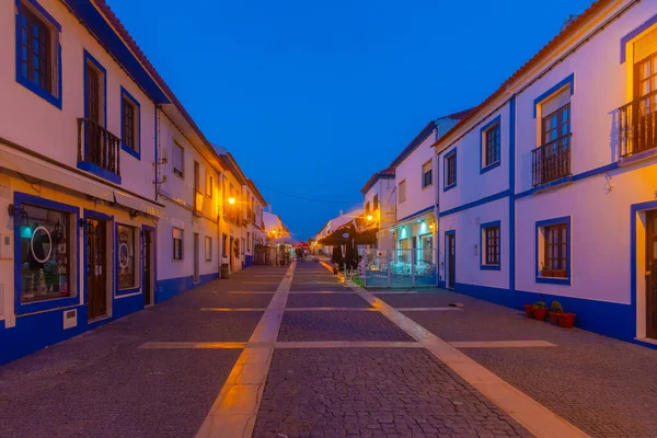 Porto Covo Portugal Juin 2021 Vue Nuit Une Rue Étroite — Photo