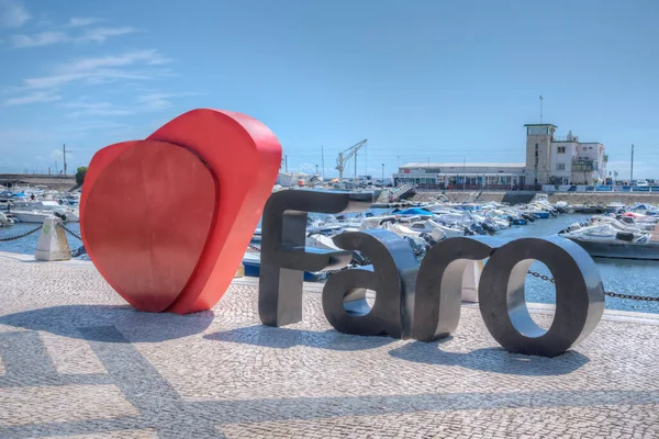 Faro Portugalsko Června 2021 Turistická Značka Starém Městě Portugalském Městě — Stock fotografie