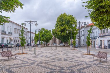 Beja, Portekiz, 17 Haziran 2021: Portekiz 'in Beja kentinde bir meydanın manzarası.