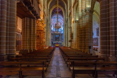 Evora, Portekiz, 14 Haziran 2021: Evora Portekiz katedralinin içi