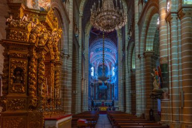 Evora, Portekiz, 14 Haziran 2021: Evora Portekiz katedralinin içi