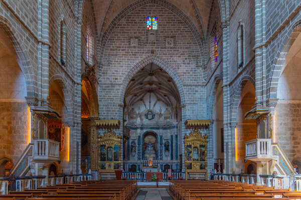 Evora, Portugal, June 14, 2021: Interior of Sao Francisco church of Evora, Portugal.