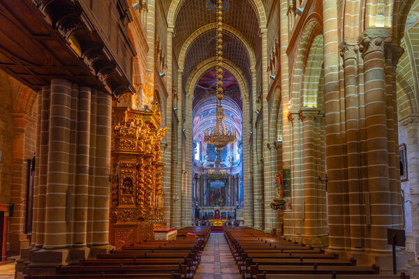 Evora, Portugal, June 14, 2021: Interior of the cathedral of Evora Portugal