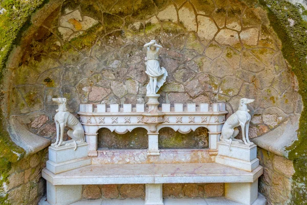 Sintra Portugal October 2021 Stone Bench Quinta Regaleira Palace Sintra — стоковое фото