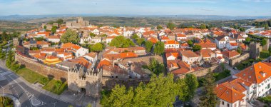 Portekiz 'in Trancoso kentinin hava manzarası