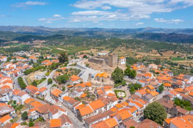 Portekiz 'deki Belmonte kasabasının hava manzarası.