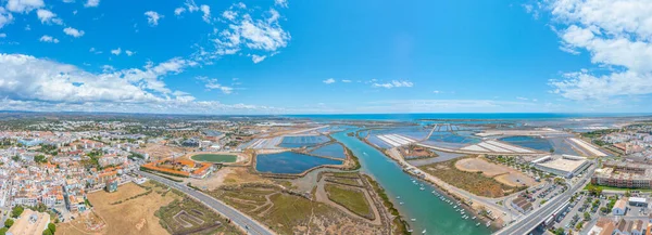 Aerial View Salt Pans Portuguese Town Tavir — Stock Photo, Image