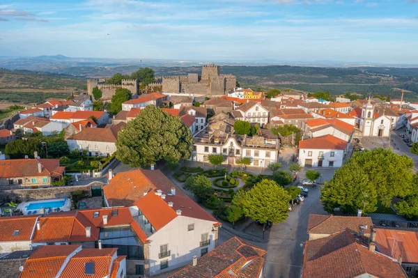 Portekiz 'in Trancoso kentinin hava manzarası.