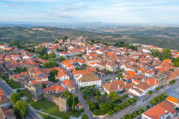 Portekiz 'in Trancoso kentinin hava manzarası.