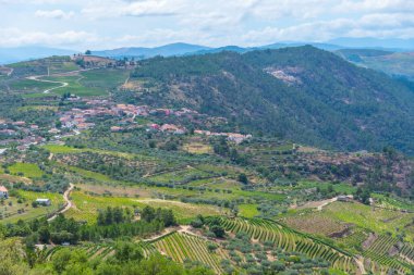 Portekiz 'deki Miradouro de Sao Salvador do Mundo yakınlarındaki Douro Vadisi manzarası..
