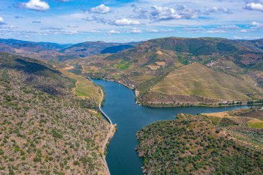 Portekiz 'deki Miradouro de Sao Salvador do Mundo yakınlarındaki Douro Vadisi manzarası..