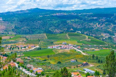 Portekiz 'deki Miradouro de Sao Salvador do Mundo yakınlarındaki Douro Vadisi manzarası..