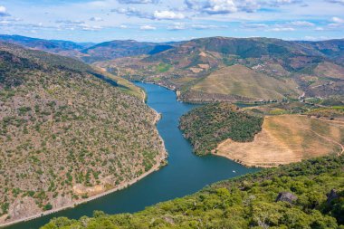 Portekiz 'deki Miradouro de Sao Salvador do Mundo yakınlarındaki Douro Vadisi manzarası..