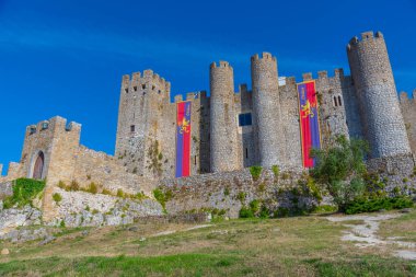 Portekiz 'deki Obidos şatosunun manzarası.