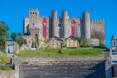 Portekiz 'deki Obidos şatosunun manzarası.