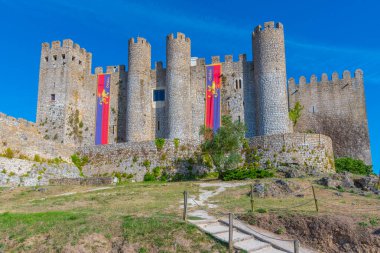 Portekiz 'deki Obidos şatosunun manzarası.