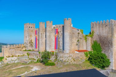 Portekiz 'deki Obidos şatosunun manzarası.