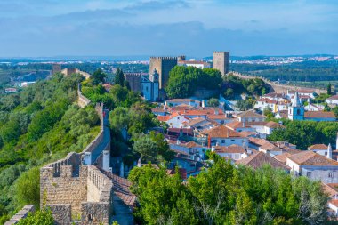 Portekiz 'in Obidos şehrinin Panoraması.