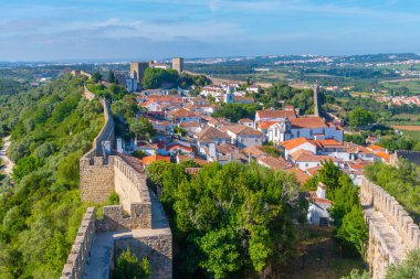 Portekiz 'in Obidos şehrinin Panoraması.