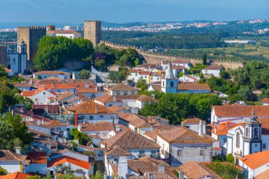Portekiz 'in Obidos şehrinin Panoraması.